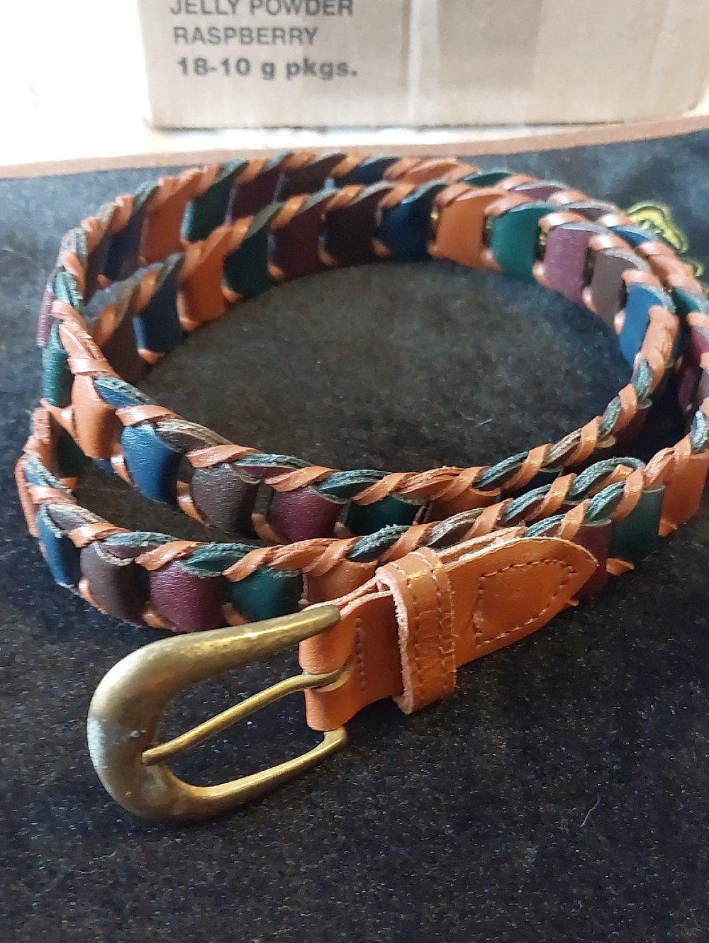 Vintage Genuine Leather Braided Belt  M/L Fits Up To 36"
